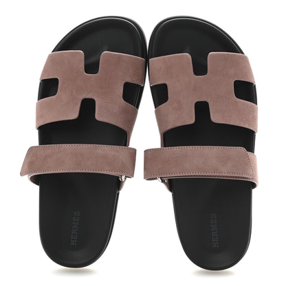 Hermes Suede Goatskin Womens Chypre Sandals 39 Rose Antique 2 of 10