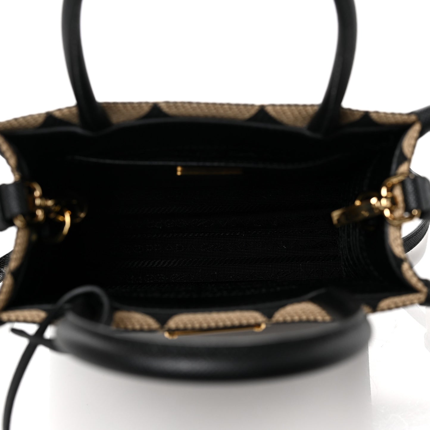 Jacquard Saffiano Triangolo Symbole Embroidered Micro Tote Black Corda