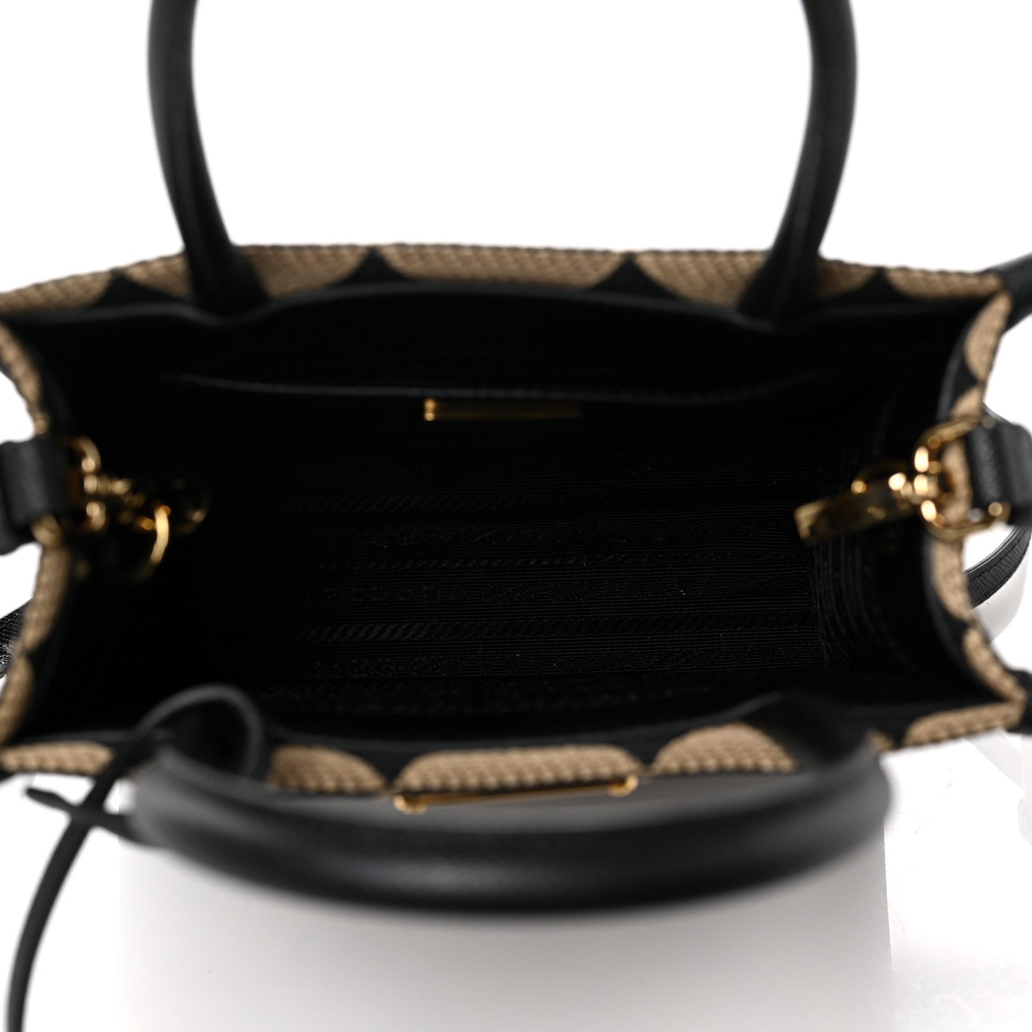 Prada Jacquard Saffiano Triangolo Symbole Embroidered Micro Tote Black Corda 4 of 8