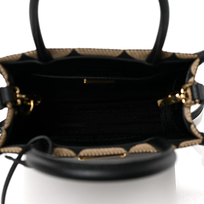 Prada Jacquard Saffiano Triangolo Symbole Embroidered Micro Tote Black Corda 4 of 8