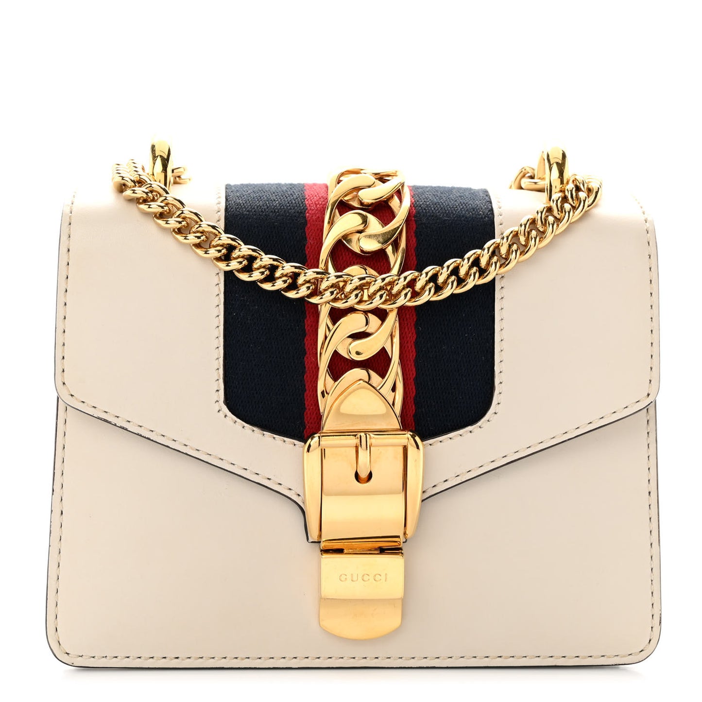 Calfskin Mini Sylvie Chain Shoulder Bag White