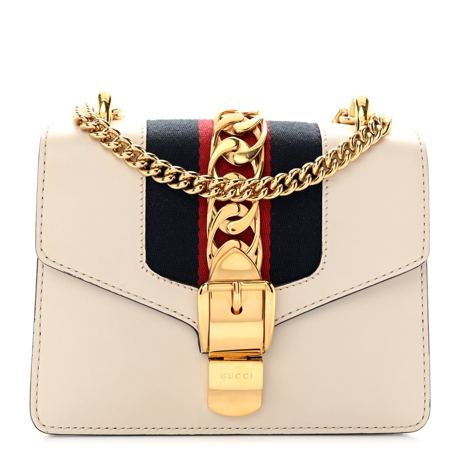 Gucci Calfskin Mini Sylvie Chain Shoulder Bag White 1 of 13