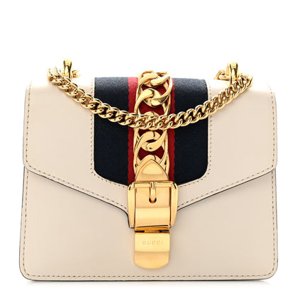 Gucci Calfskin Mini Sylvie Chain Shoulder Bag White 1 of 13