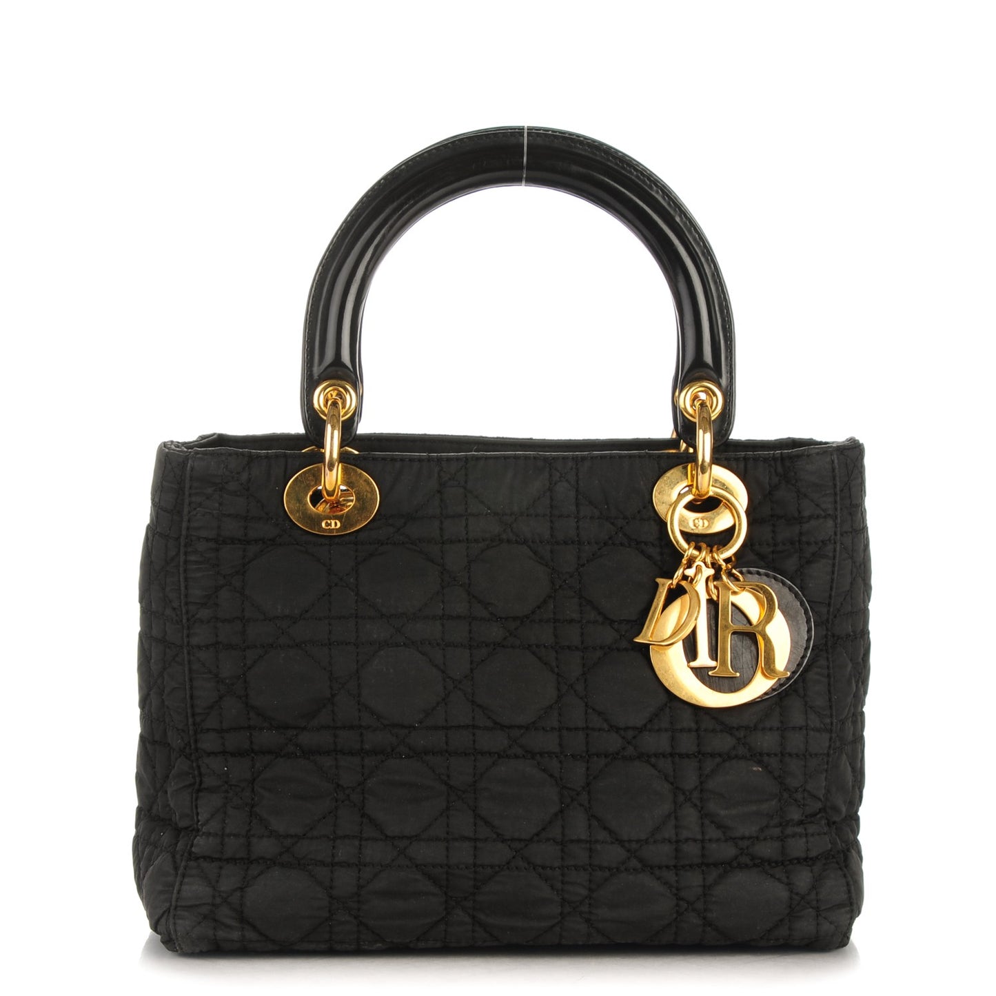 Nylon Cannage Medium Lady Dior Black