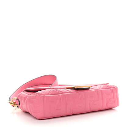 Fendi Nappa FF 1974 Embossed Baguette Rosa Fluo 4 of 8