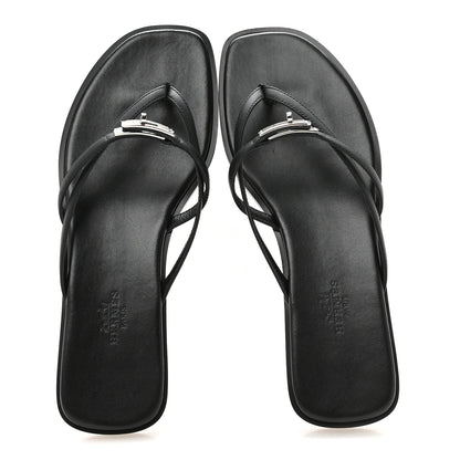 Hermes Calfskin Miss Sandals 37.5 Black 2 of 8