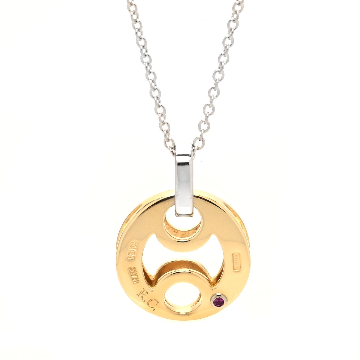 Roberto Coin 18K Yellow White Gold Diamond Cutout Pendant Necklace 4 of 5