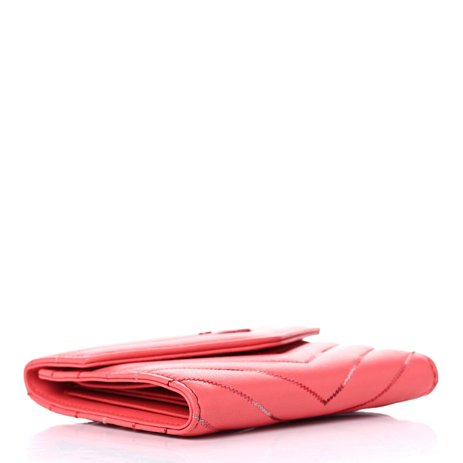 Chanel Lambskin Chevron Quilted Card Holder Pink 4 of 9