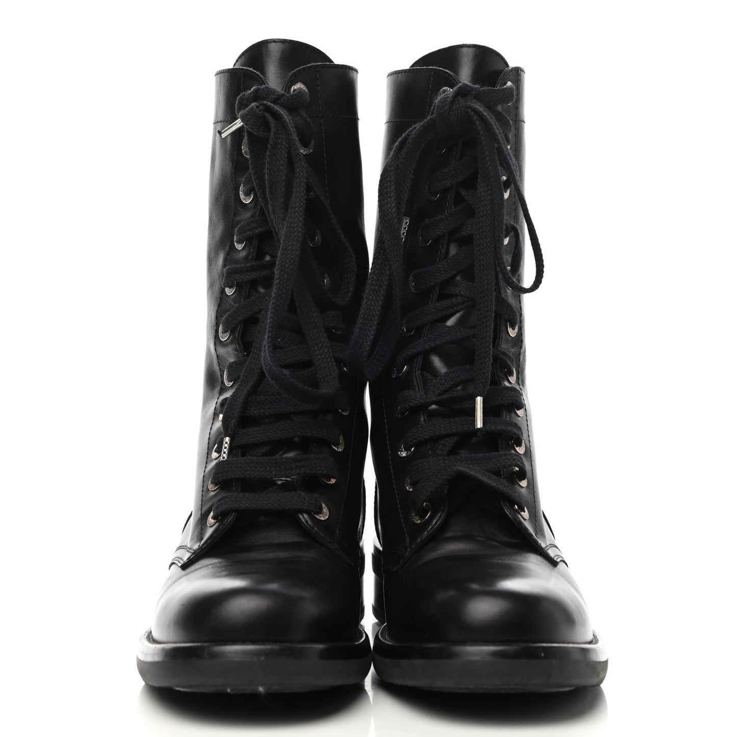 Crinkled Calfskin Paris Edinburgh CC Combat Boots 40 Black