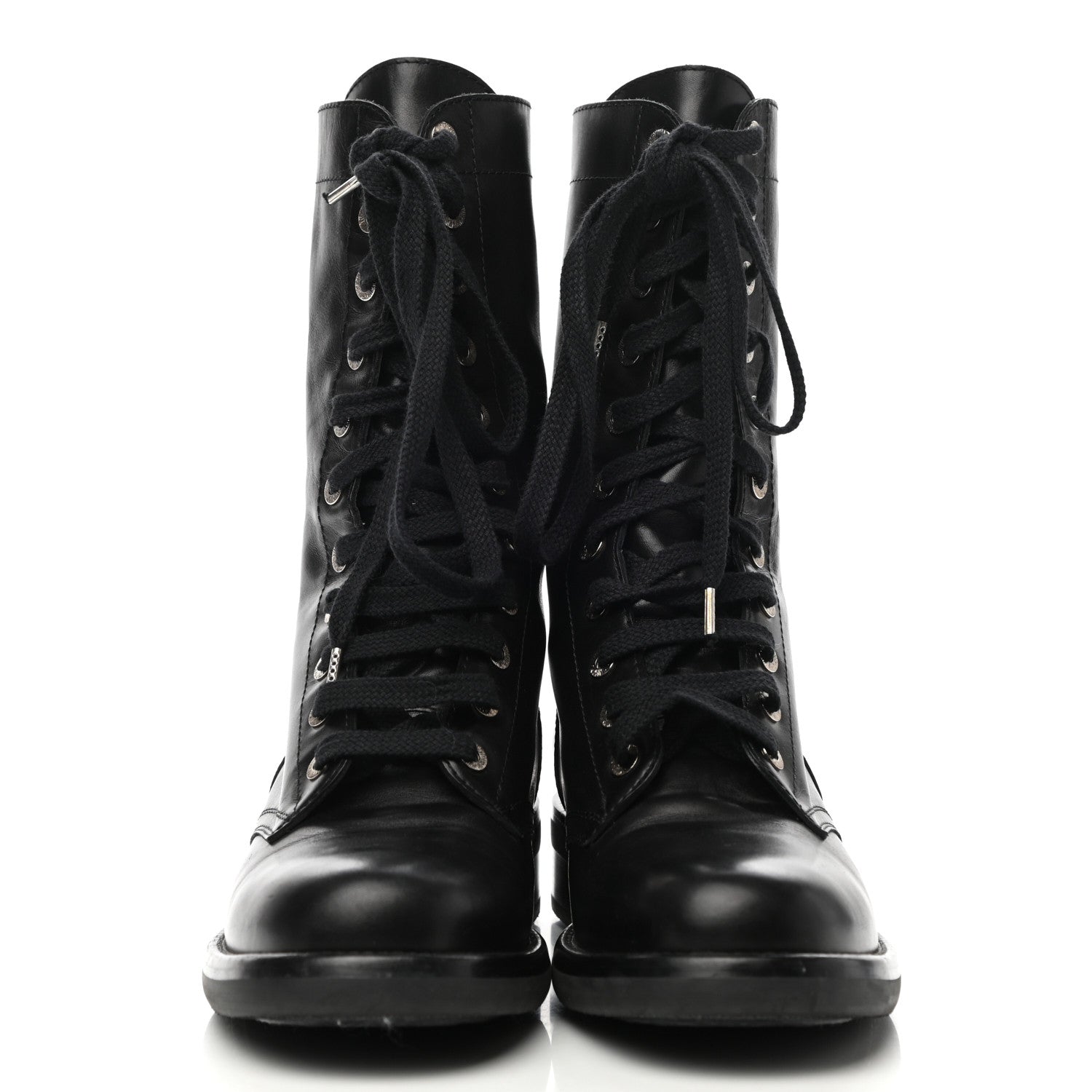 Chanel Crinkled Calfskin Paris Edinburgh CC Combat Boots 40 Black 2 of 8
