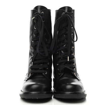 Chanel Crinkled Calfskin Paris Edinburgh CC Combat Boots 40 Black 2 of 8