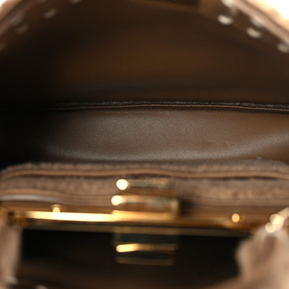 Fendi Curly Shearling Shiny Nappa Small Peekaboo I SEE U Satchel Camel 5 of 8