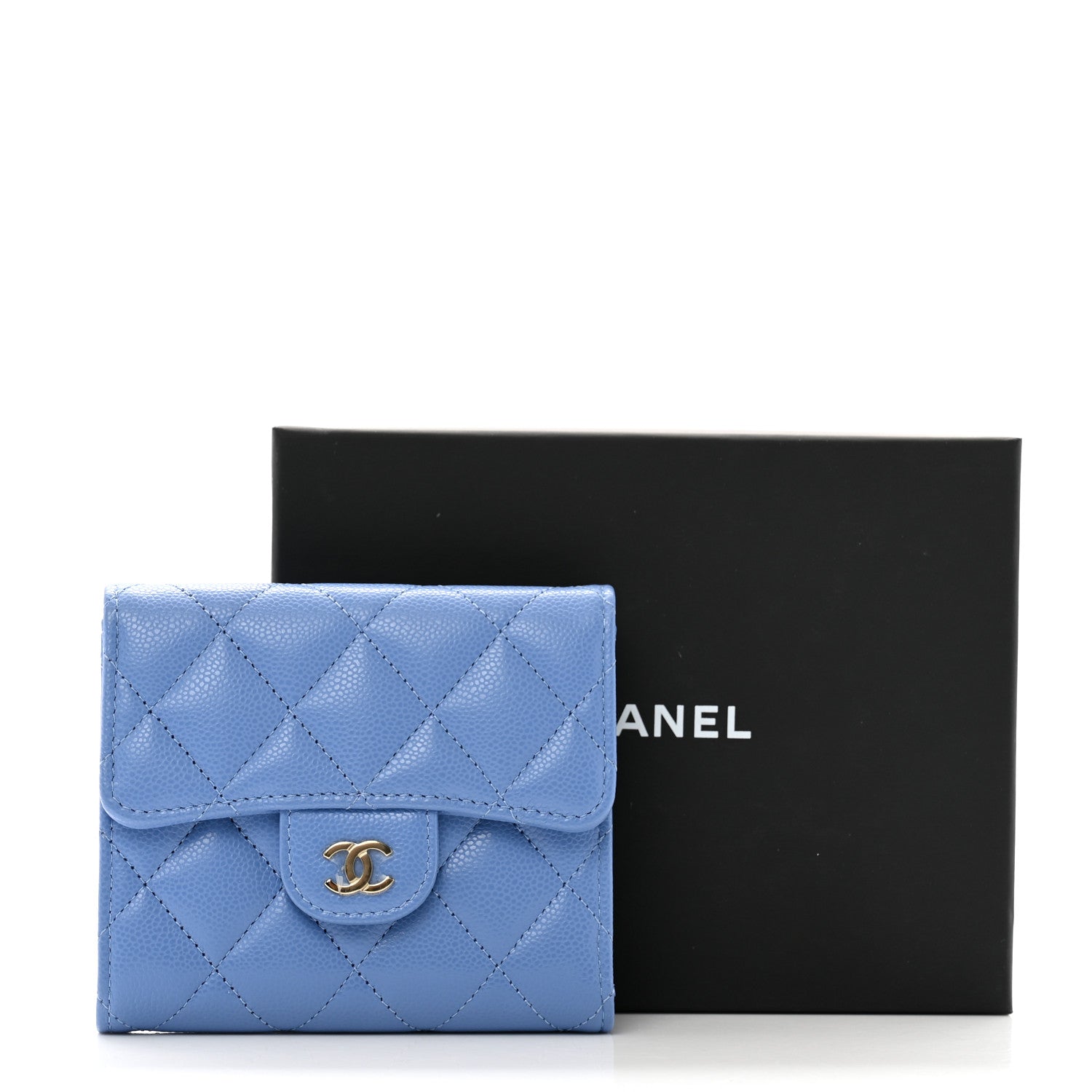 Chanel Caviar Quilted Compact Flap Wallet Blue 9 of 9