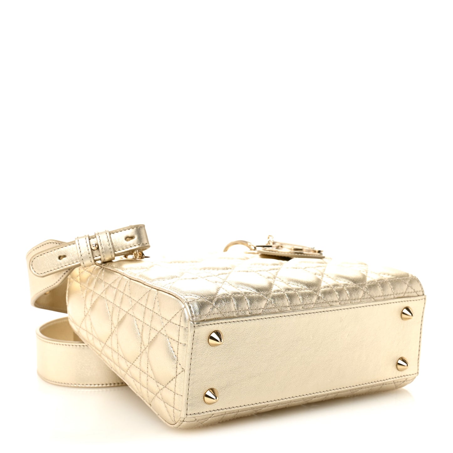 Metallic Lambskin Cannage Small My ABCDior Lady Dior Gold