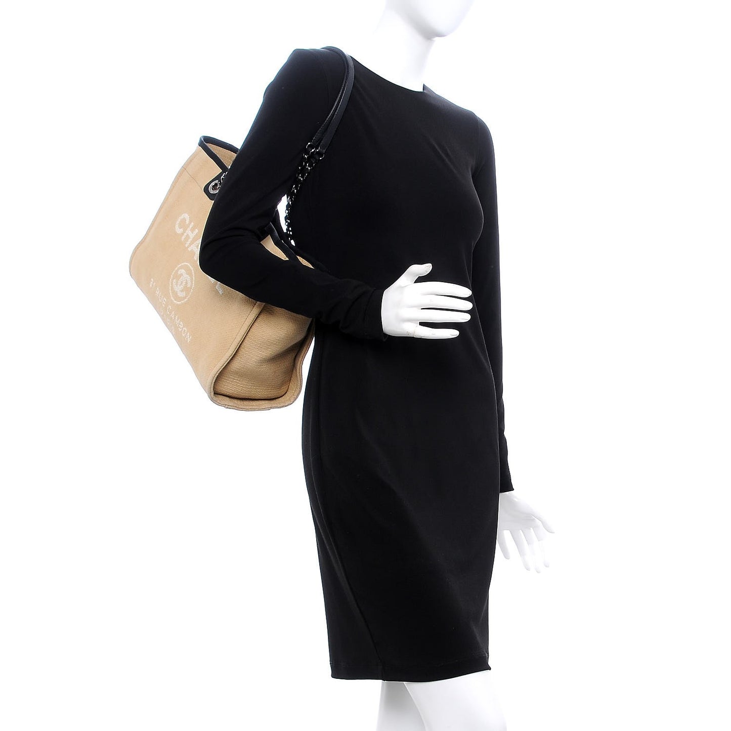 Canvas Small Deauville Tote Beige Black