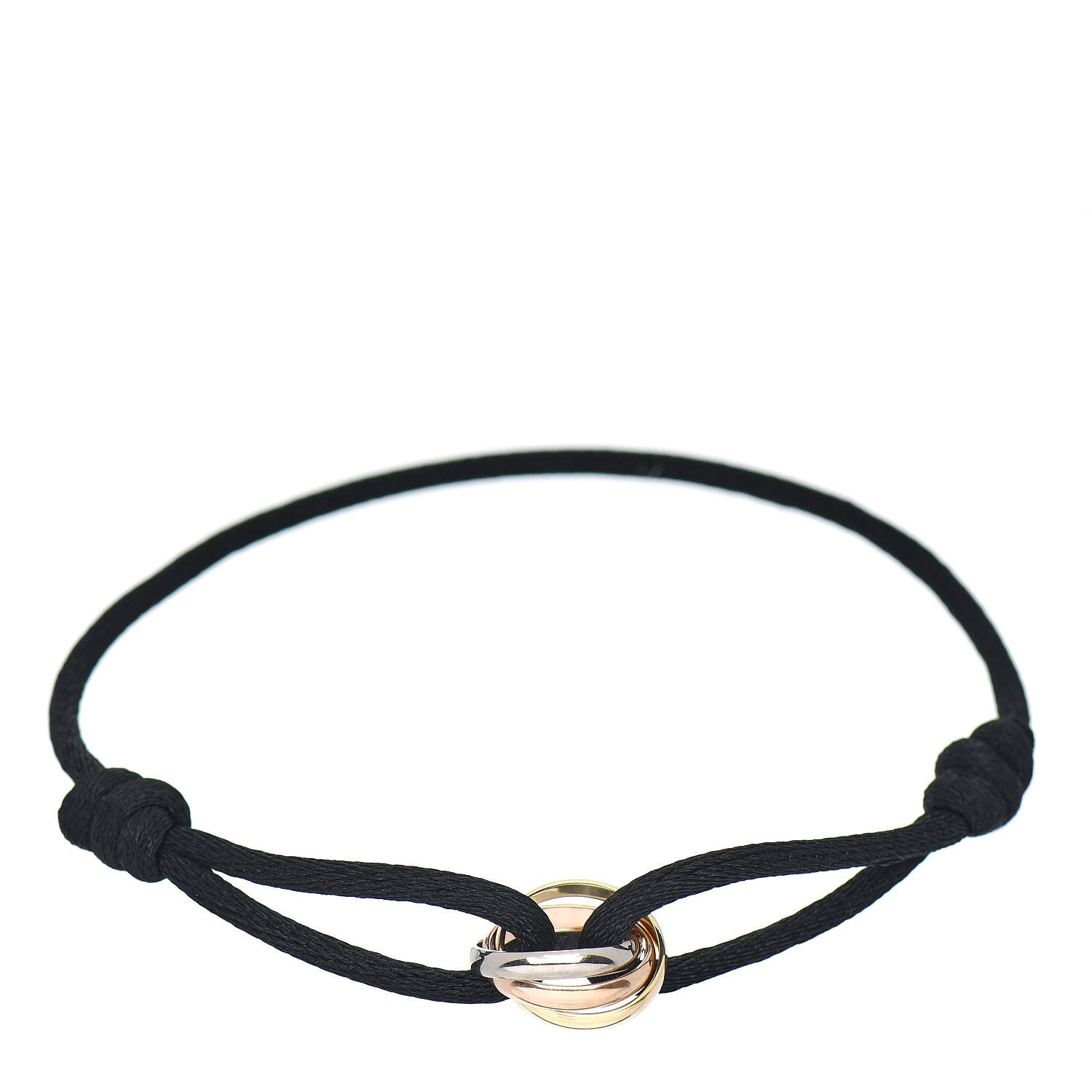 Cartier 18K Pink Yellow White Gold Trinity Adjustable Cord Bracelet Black 1 of 4