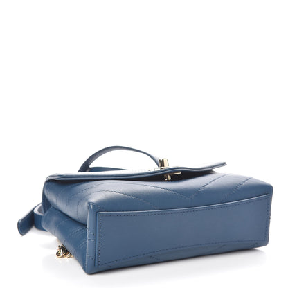 Chanel Calfskin Chevron Stitched Coco Waist Bag Blue 4 of 9