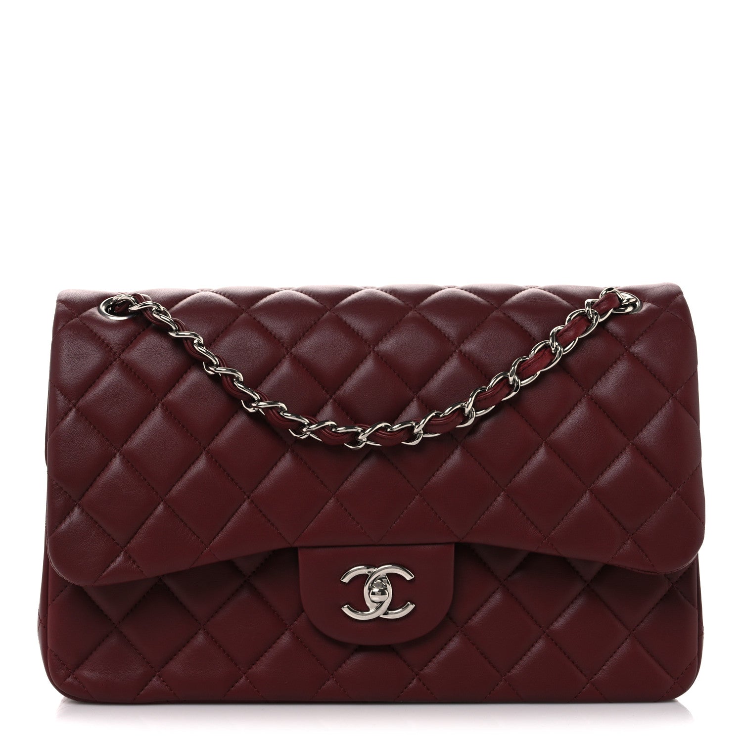 Chanel Lambskin Quilted Jumbo Double Flap Burgundy 1 of 10
