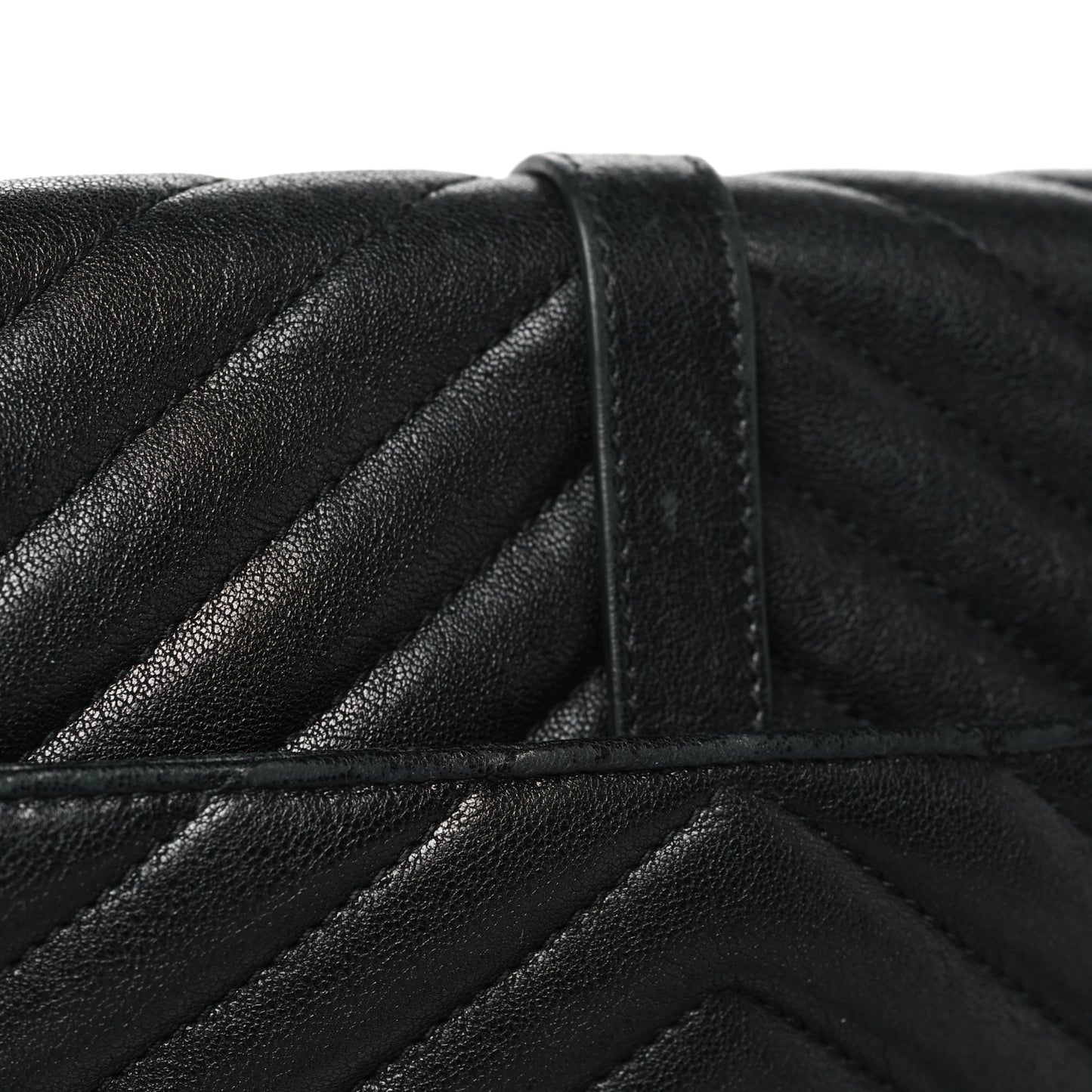 Sheepskin Matelasse Chevron Monogram Medium College Bag Black