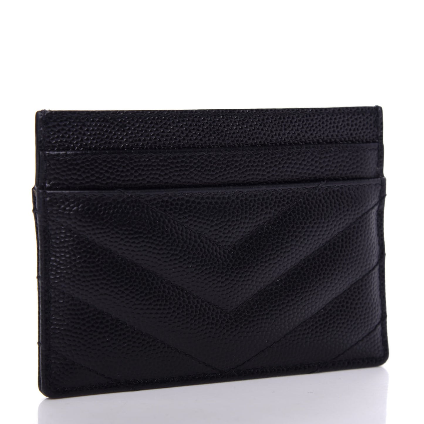 Grain De Poudre Matelasse Chevron Monogram Credit Card Case Black