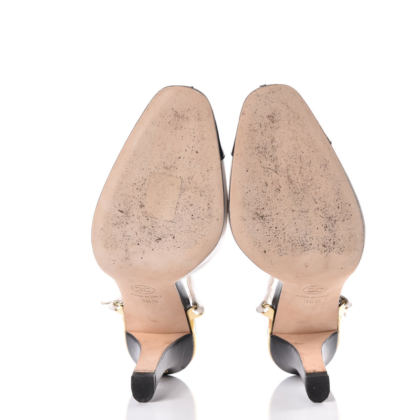 Lambskin Cap Toe CC Ankle Strap Pumps 36.5 White