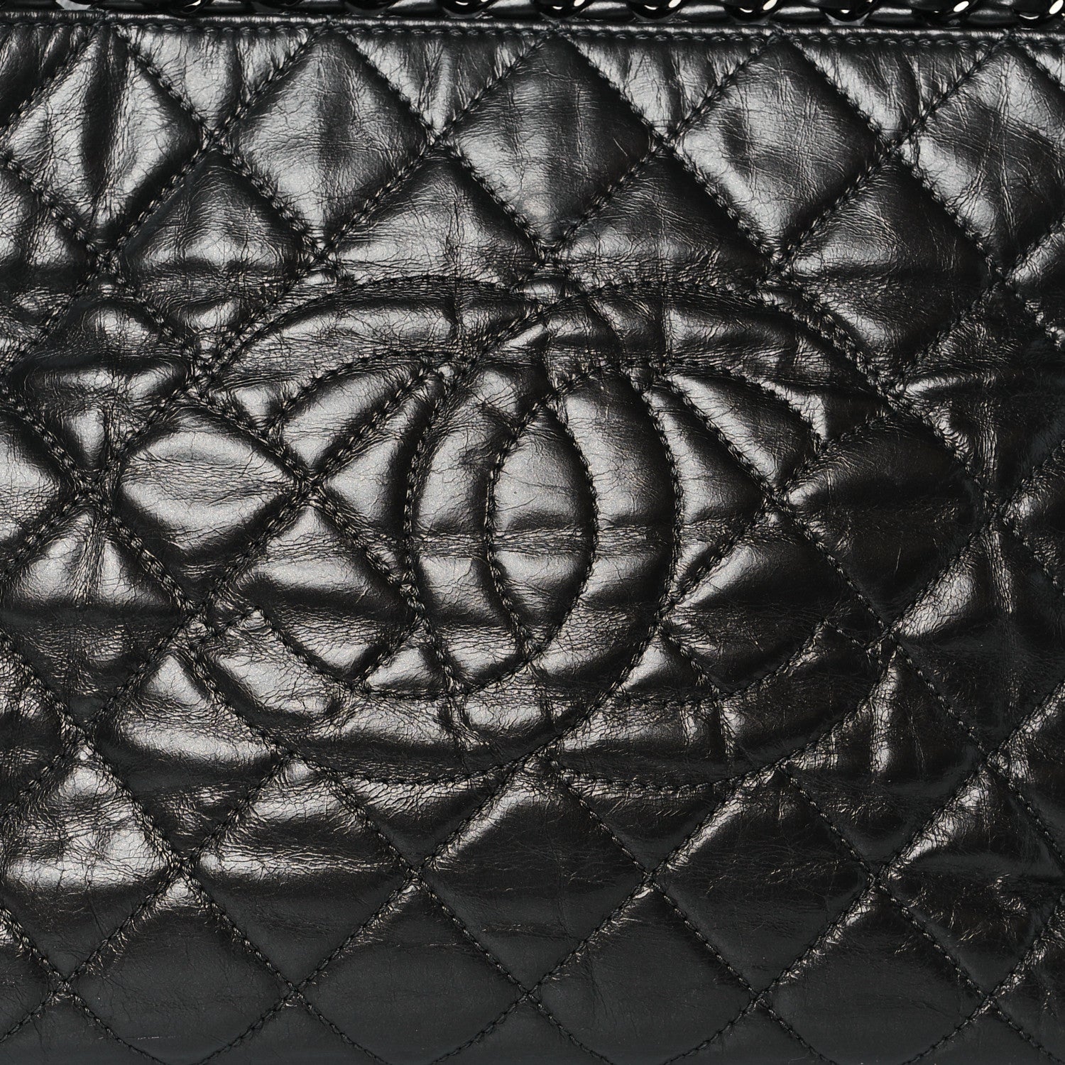 Chanel Metallic Aged Calfskin Quilted Small Chain Me Tote Dark Silver 7 of 9