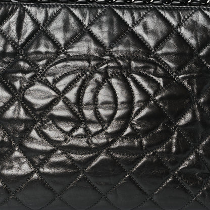 Chanel Metallic Aged Calfskin Quilted Small Chain Me Tote Dark Silver 7 of 9