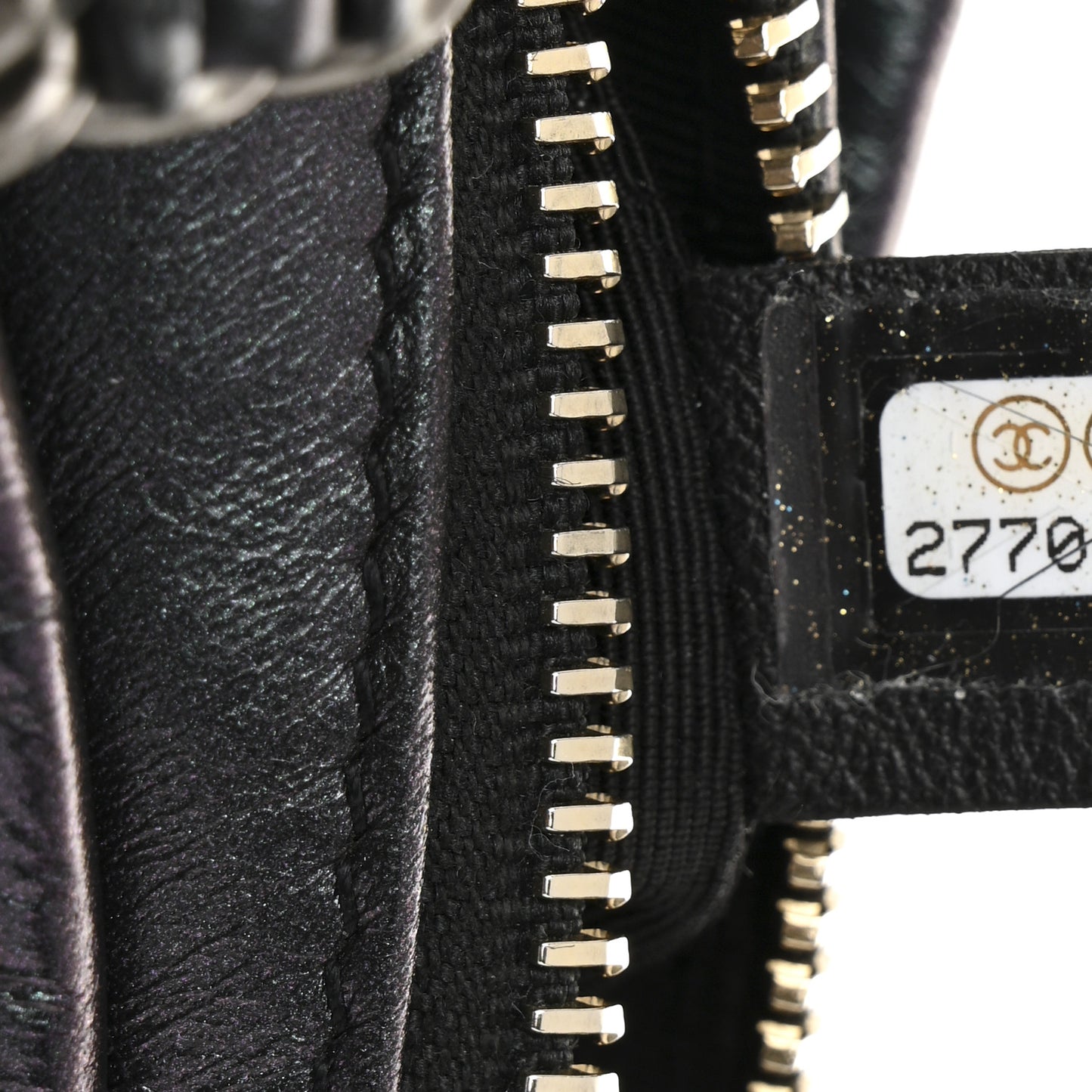 Iridescent Aged Calfskin Quilted Small Gabrielle Hobo Black