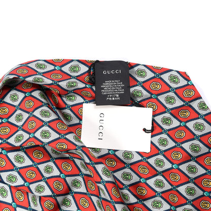 Gucci Silk Argyle Chain Print Scarf Red Multicolor 2 of 2