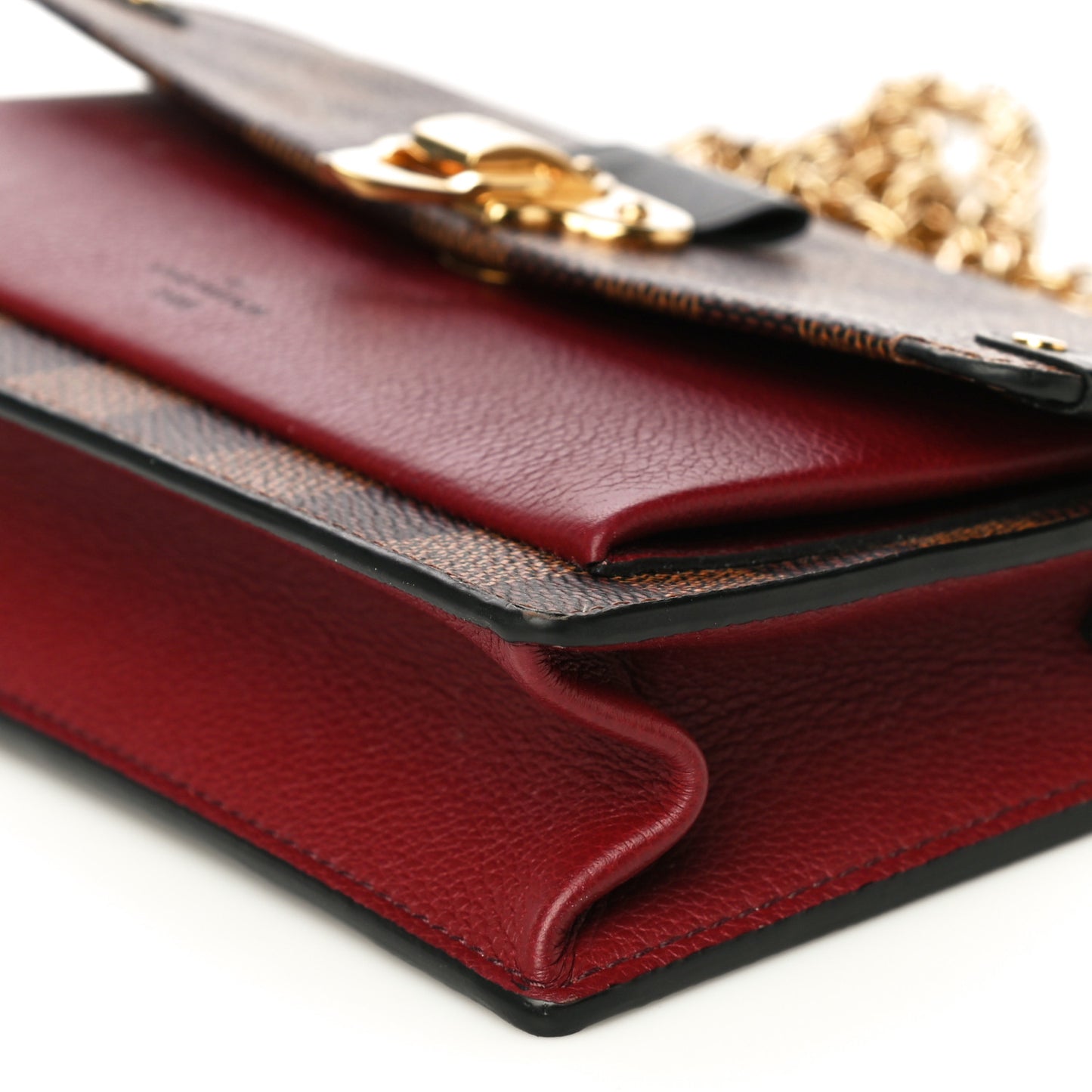 Damier Ebene Vavin Chain Wallet Red