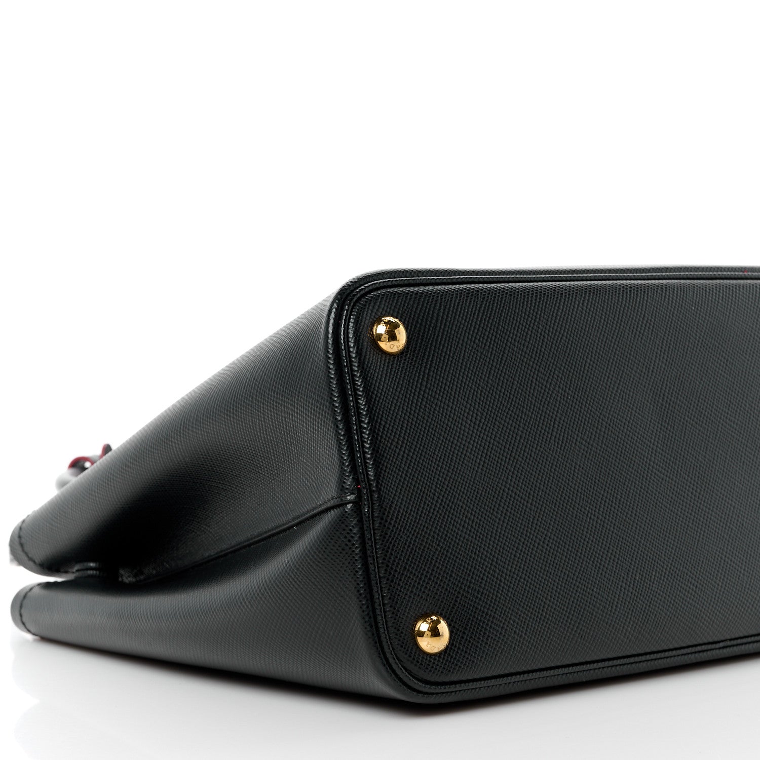 Prada Saffiano Cuir Medium Double Bag Black Fuoco 10 of 11