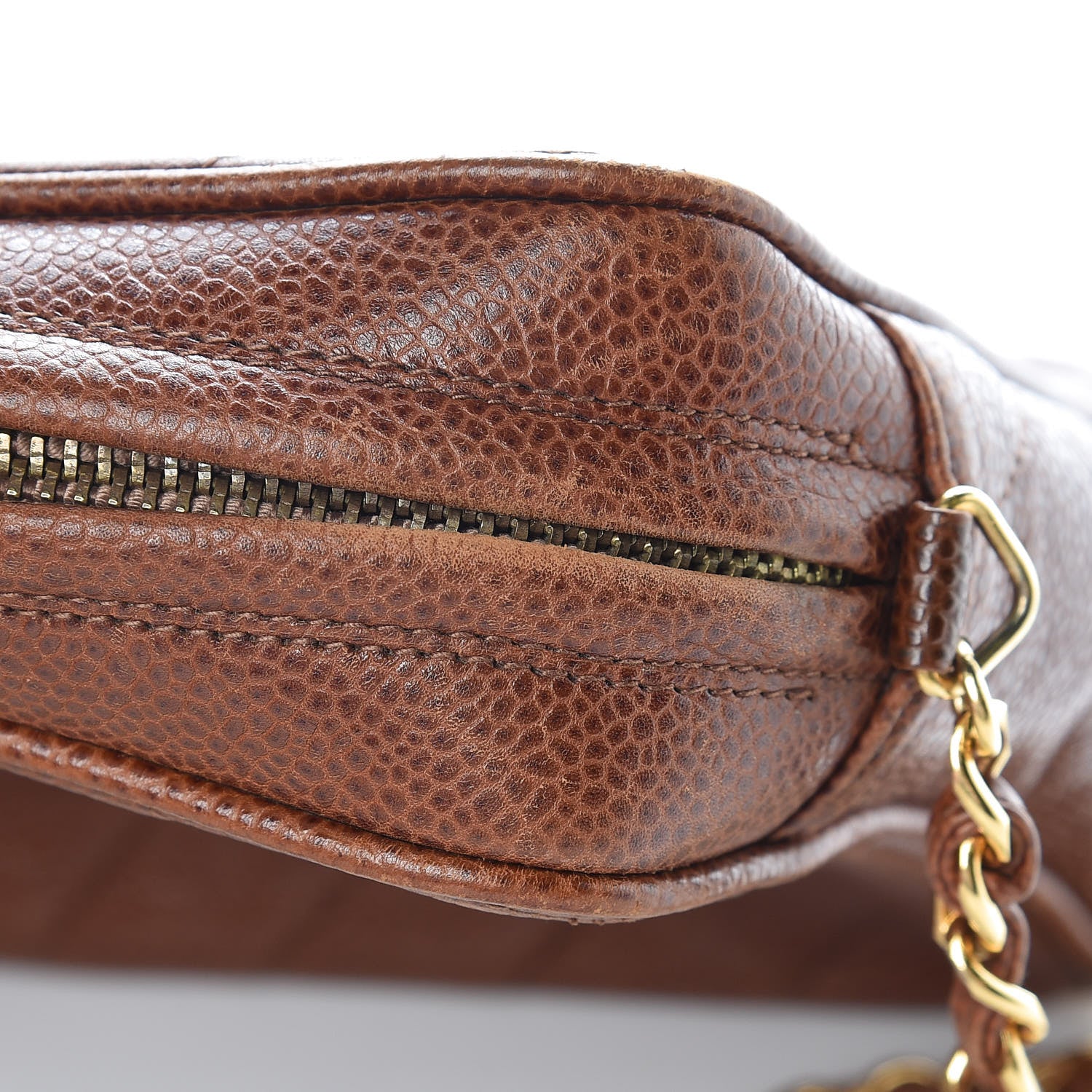 Chanel Caviar Chevron Quilted Tassel Camera Case Brown 15 of 16