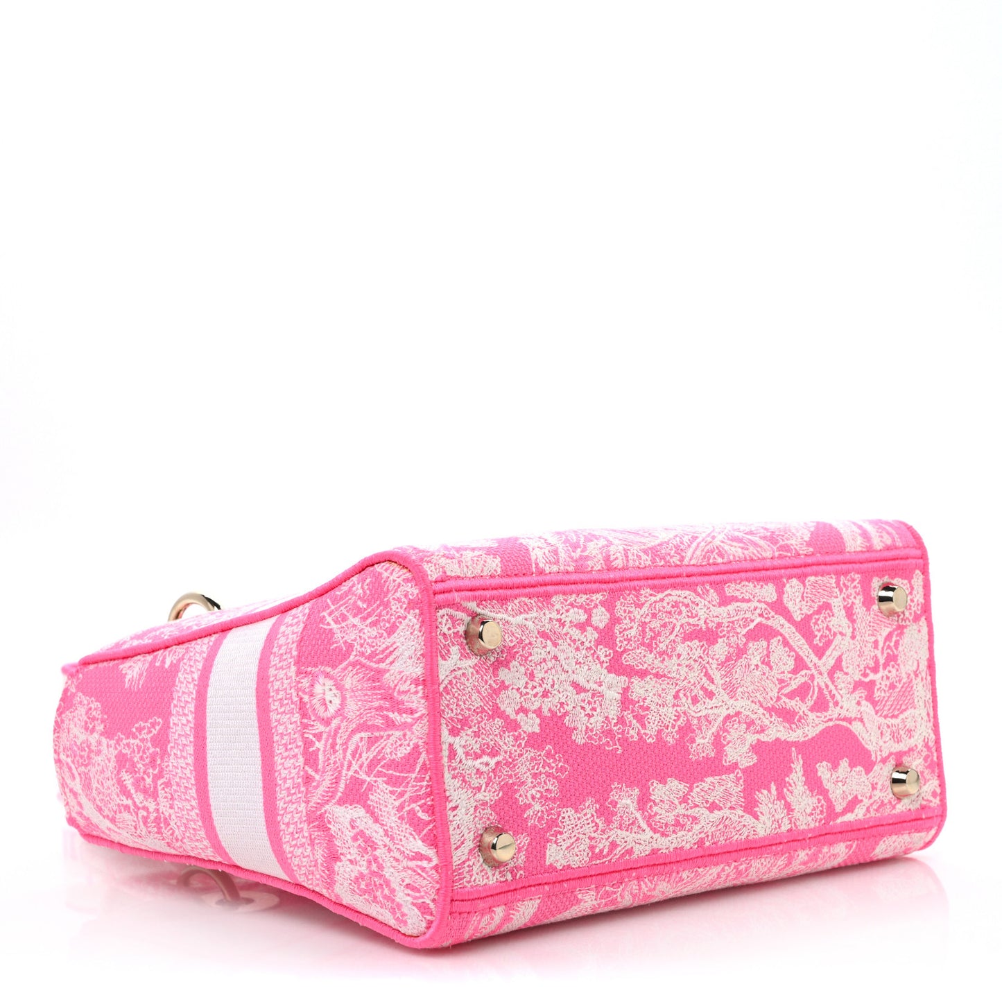 Canvas Toile De Jouy Reverse Embroidered Medium Lady D-Lite Fluorescent Pink