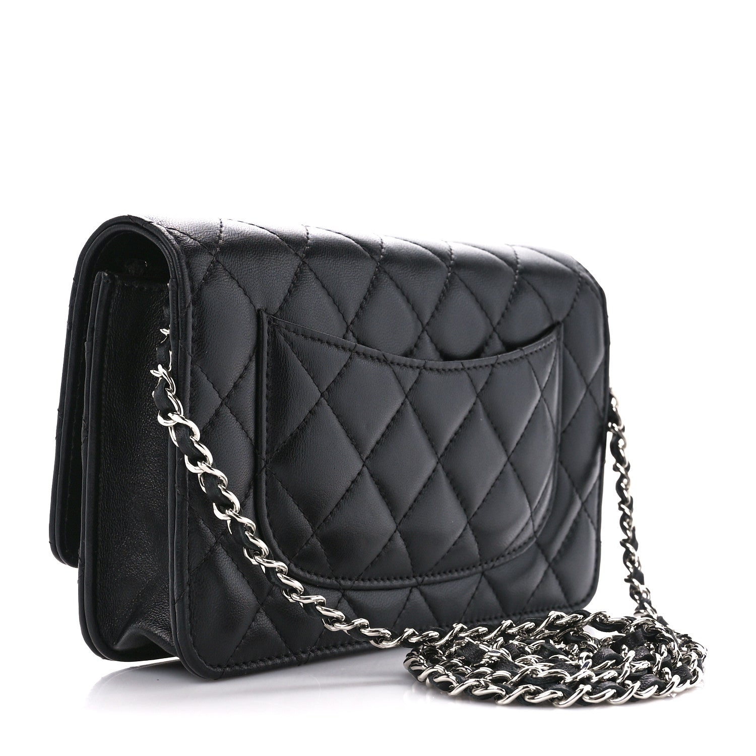 Chanel Lambskin Quilted Wallet On Chain WOC Black 3 of 11