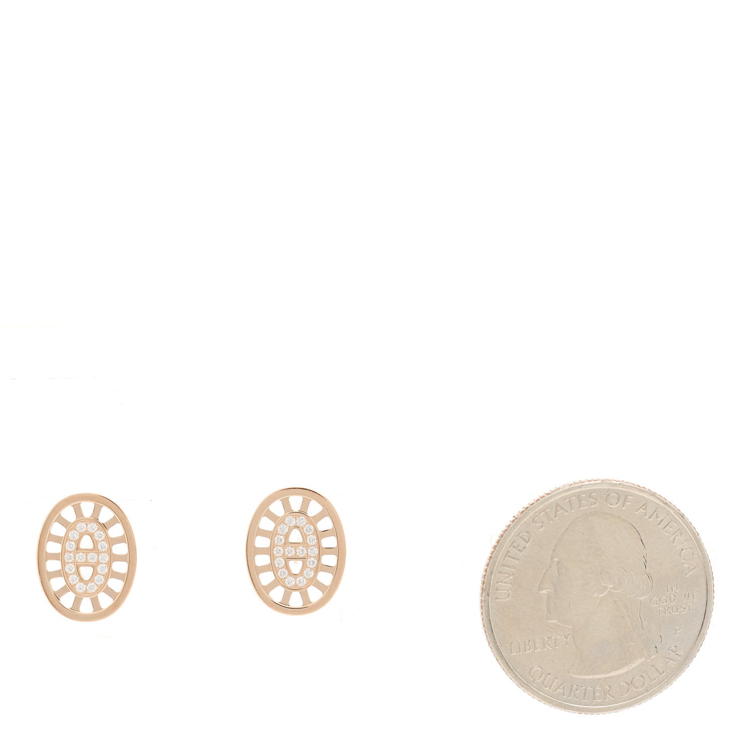 Hermes 18K Rose Gold Diamond Chaine d'Ancre Divine Stud Earrings 2 of 4