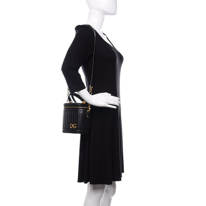 Dolce & Gabbana Nappa Quilted DG Girls Top Handle Bucket Bag Black 3 of 10