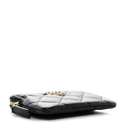 Chanel Caviar Quilted Crystal Zip Card Holder Wallet Black 4 of 9