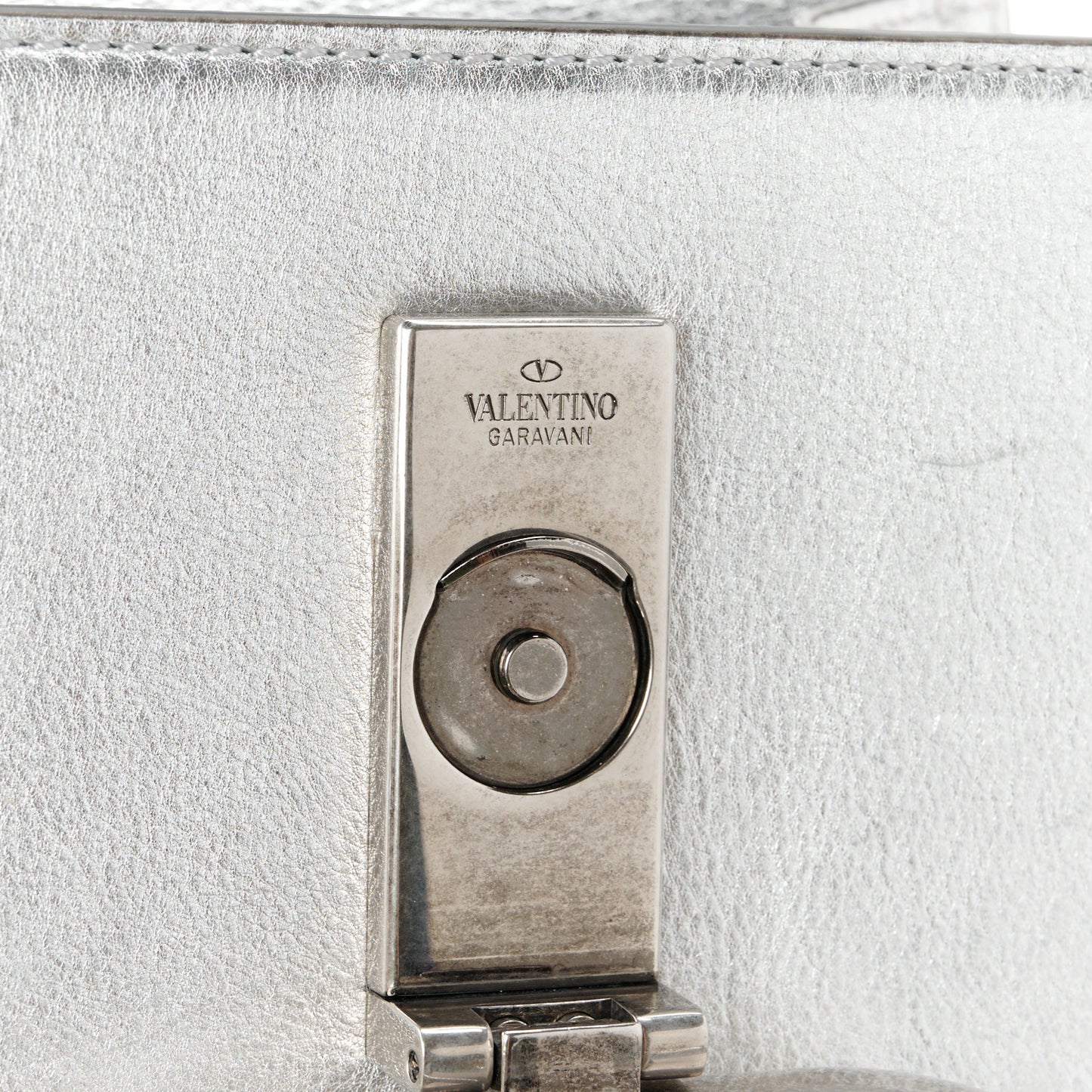 Metallic Calfskin Small VSling Shoulder Bag Silver