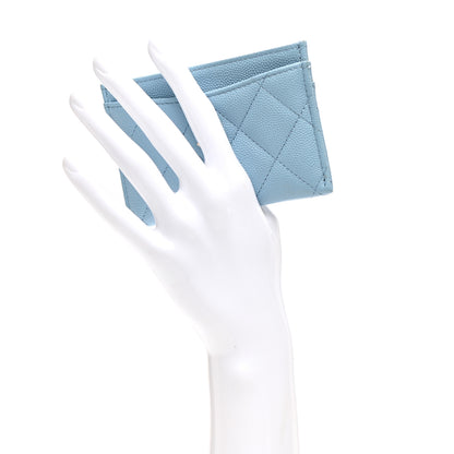 Chanel Caviar Quilted Card Holder Light Blue 2 of 9