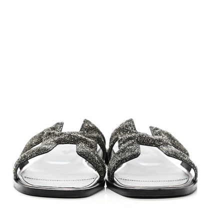 Hermes Goatskin Crystal Oran Sandals 35 Black 2 of 12