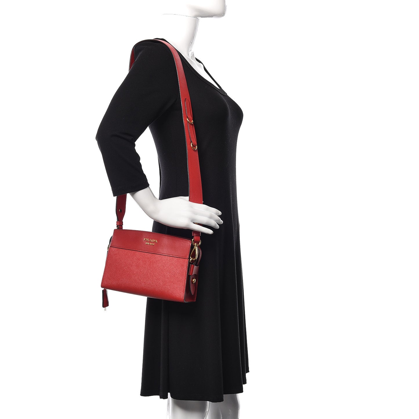 Saffiano City Calfskin Esplanade Crossbody Bag Fuoco