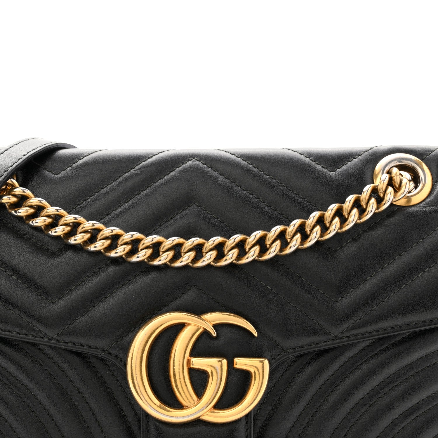 Gucci Calfskin Matelasse Small GG Marmont Shoulder Bag Black 8 of 14