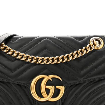 Gucci Calfskin Matelasse Small GG Marmont Shoulder Bag Black 8 of 14