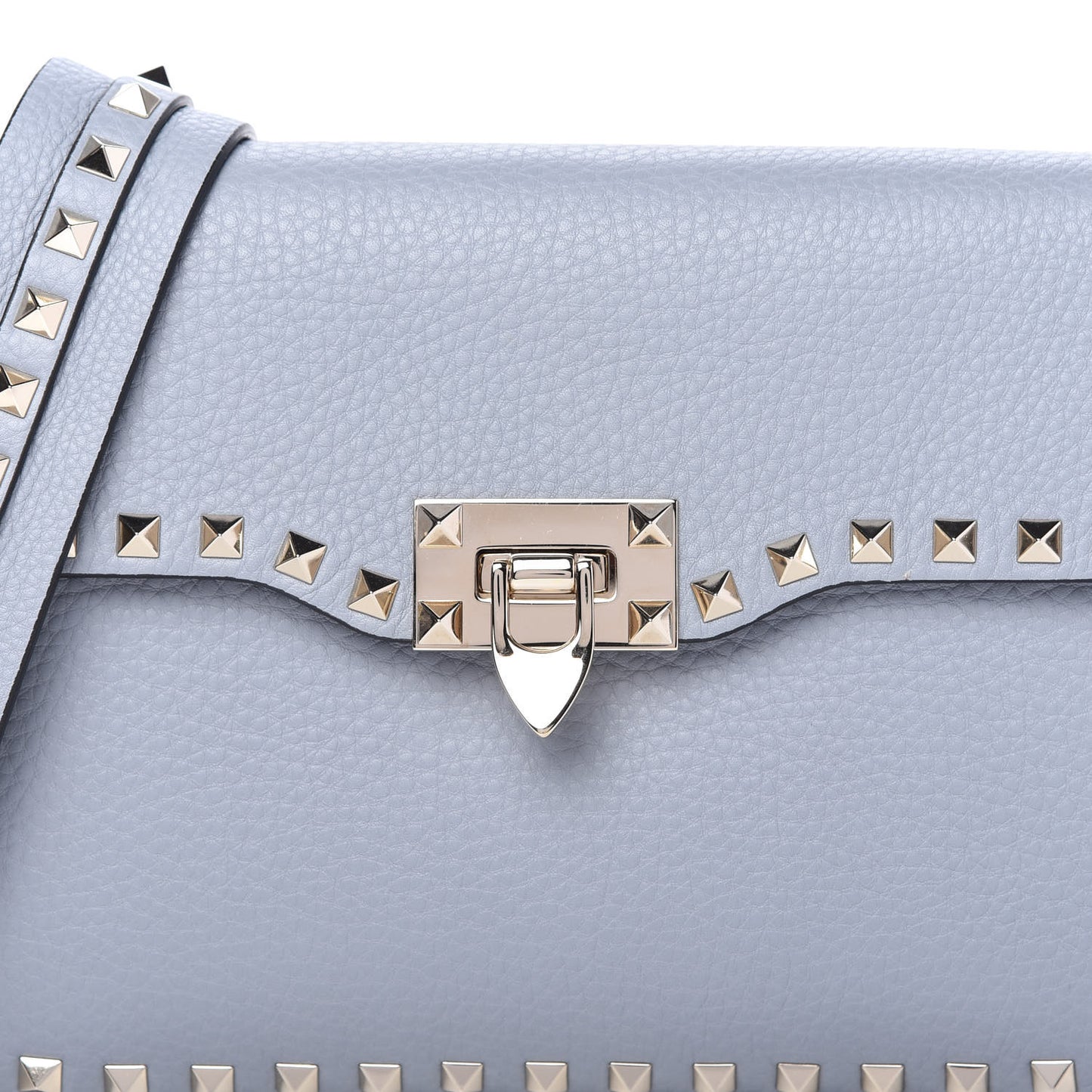 Pebbled Calfskin Medium Rockstud Flap Saddle Bag Stone