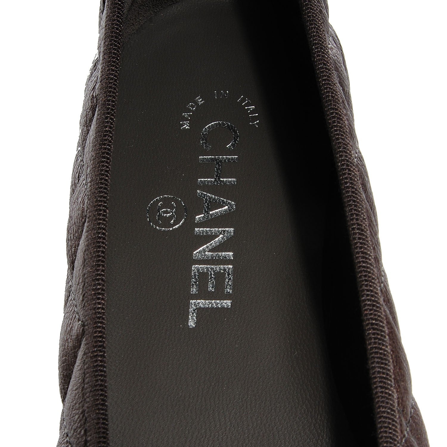 Chanel Metallic Calfskin Quilted Cap Toe Ballerina Flats 38.5 Argent 7 of 8