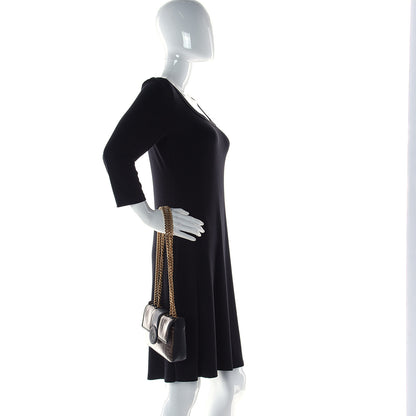 Fendi Glazed Fabric Vitello Century FF 1974 Stamp Patch Mini Double F Crossbody Bag Mogano Panna Black 2 of 9