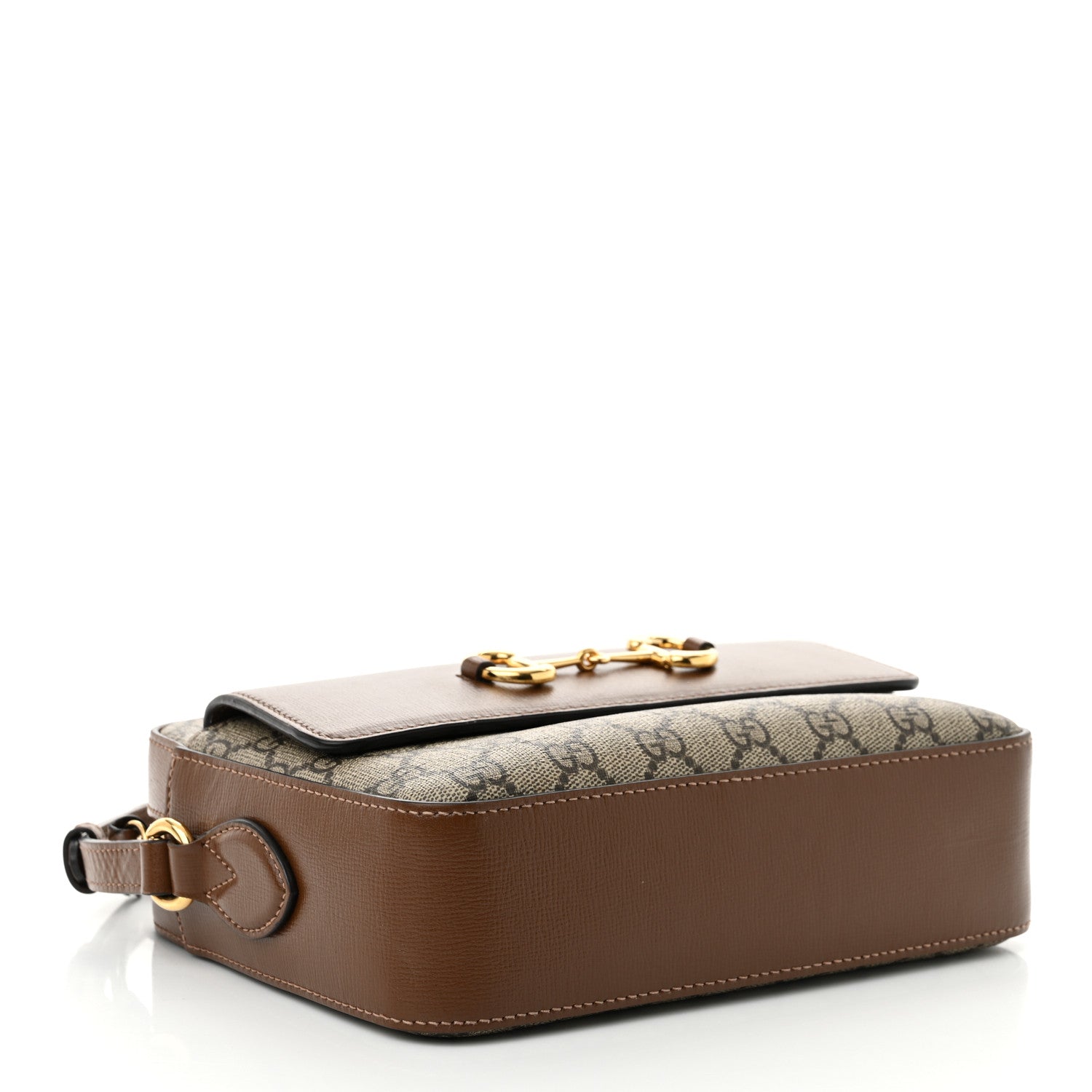 Gucci GG Supreme Monogram Small Horsebit 1955 Shoulder Bag Beige Brown Sugar 4 of 14
