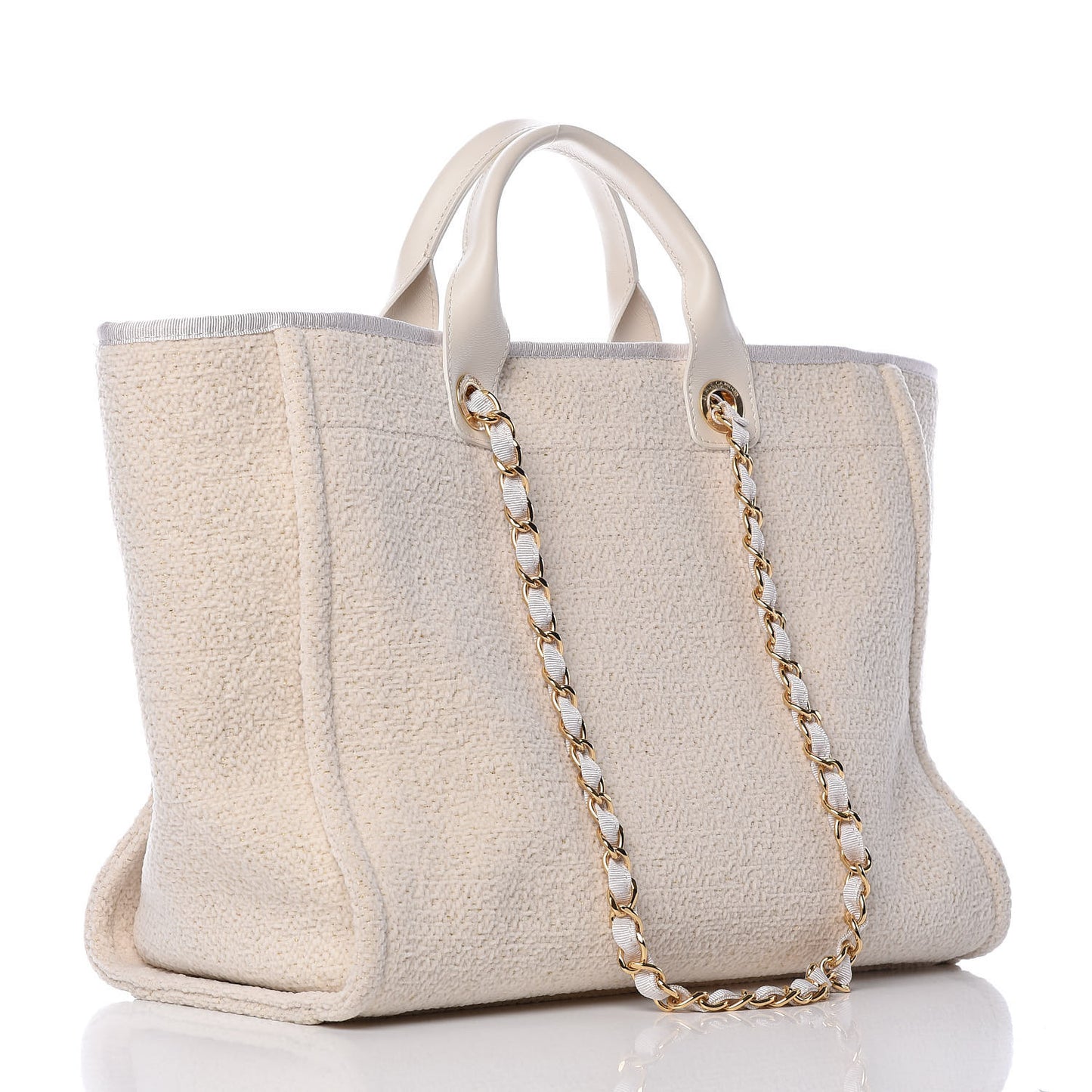 Lurex Boucle Large Deauville Tote White