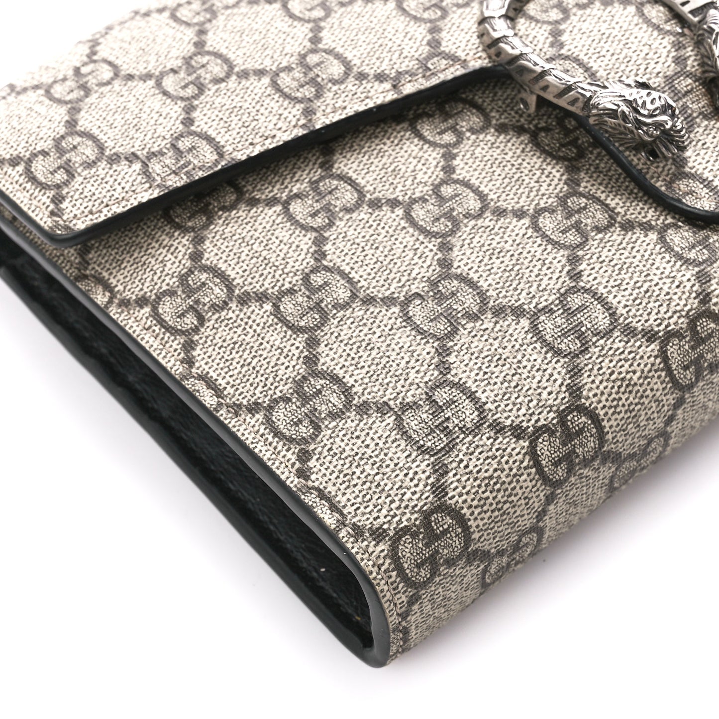 GG Supreme Monogram Mini Dionysus Chain Wallet Beige Black
