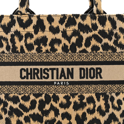 Christian Dior Canvas Mizza Embroidered Small Leopard Book Tote Beige 8 of 10